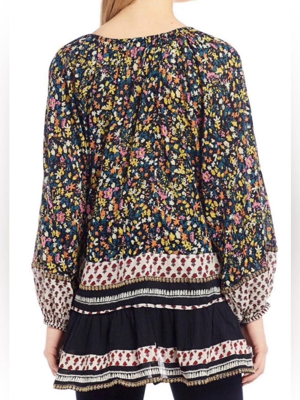 FREE PEOPLE Gardenia Floral Tunic Top Dress Sz Small Romantic Boho Festival - Picture 4 of 13